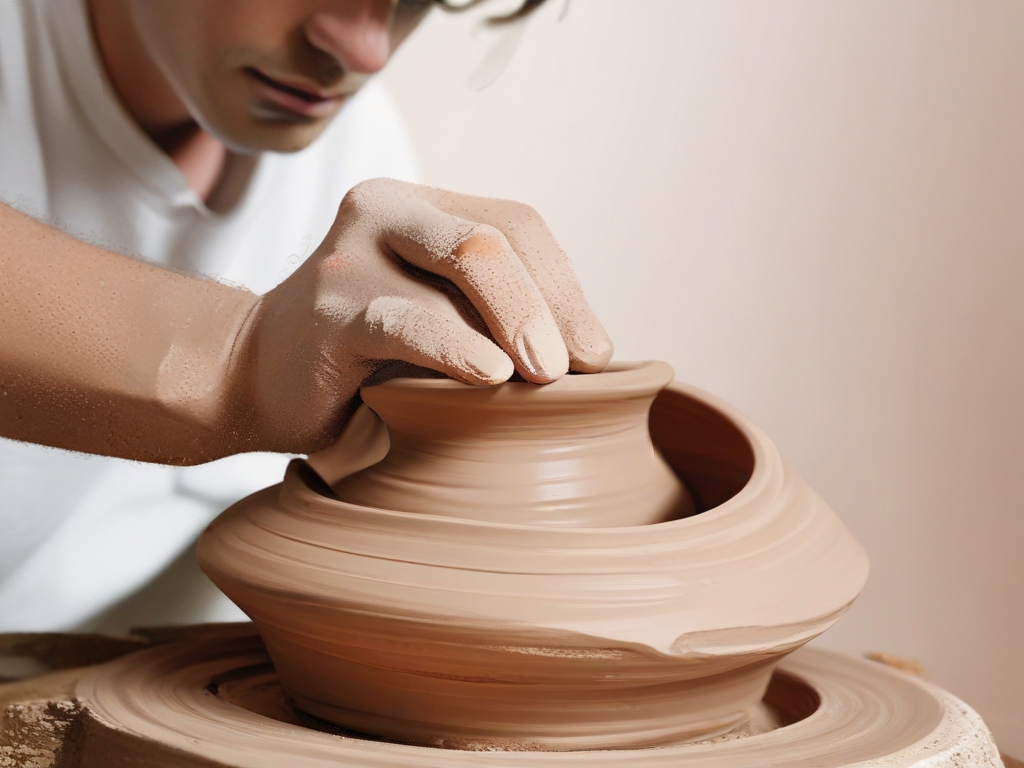 default a potter shaping clay on a light background 0