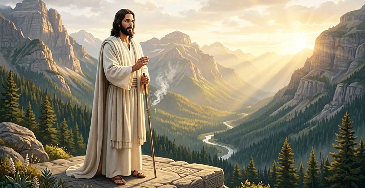 Jesus em oração nas montanhas